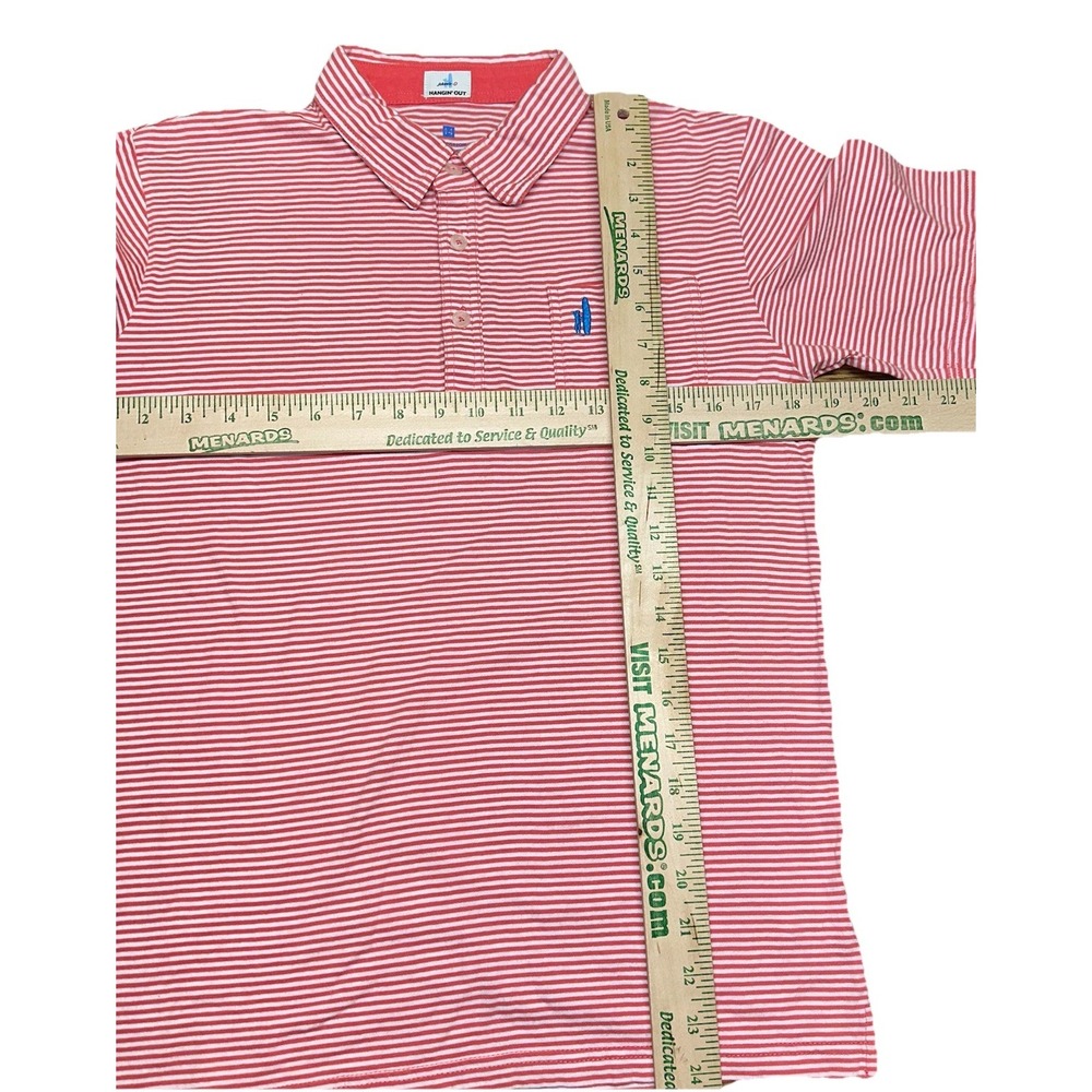 Johnnie-O Hangin' Out Red Rapture Striped Short Sleeve Cotton Golf‎ Polo Boys 14 - Picture 7 of 7